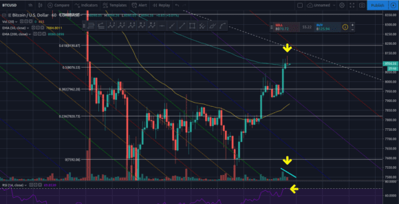 BTC: Doji, Bearish Divergence und RSI weit oben