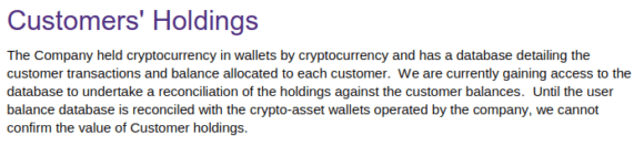 Customer's Holdings bei Cryptopia