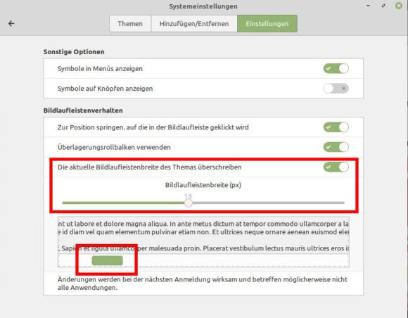 Du darfst bei Linux Mint 19.2 die Bildlaufleiste größer machen