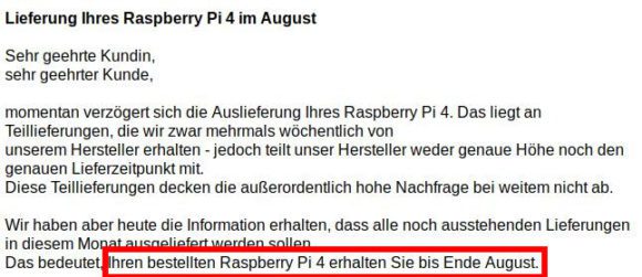 Ende August kommt er ganz sicher - stimmt aber nicht