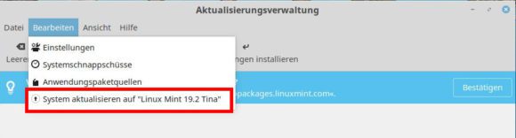 Upgrade auf Linux Mint 19.2 Tina