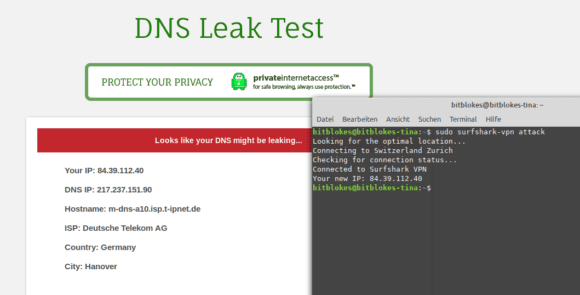 DNS-Leck beim Linux Client von Surfshark