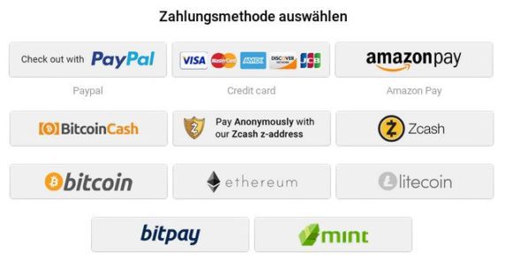 Auch Kryptowährungen wie Bitcoin, Ethereum und Litecoin möglich