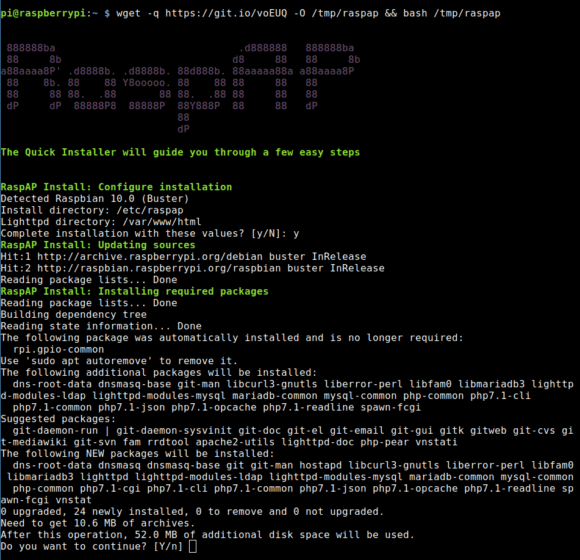 RaspAP via wget installieren