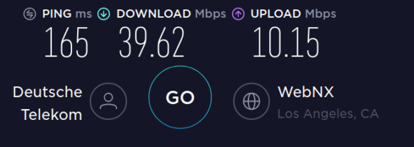 Speedtest ohne VPN nach Los Angeles