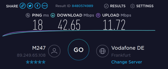 Speedtest ohne VPN-Verbindung