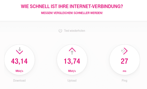 Geschwindigkeitsmessung von T-Online ohne VPN