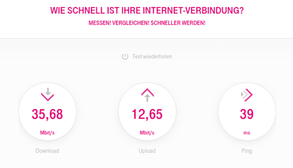 Speedtest von T-Online mit OpenVPN