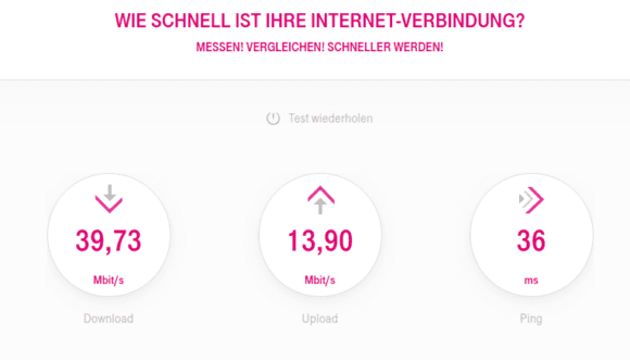 Speedtest von T-Online mit NordLynx / Wireguard