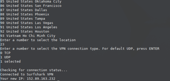 Mögliche VPN-Standorte und TCP oder UDP