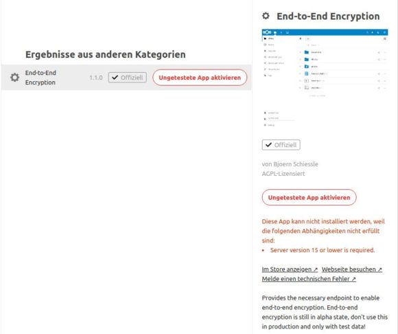 E2EE (End-to-End-Verschlüsselung) lässt sich derzeit nicht testen