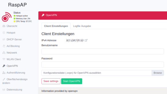 OpenVPN-Client in RaspAP