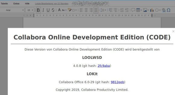 Eigentlich gleich zu Collabora Online 4.0.8