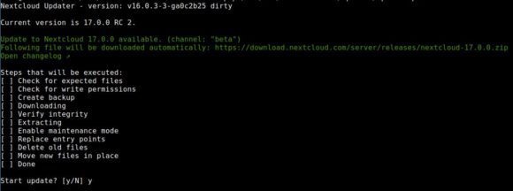 Nextcloud 17 Upgrade – verlief erfolgreich