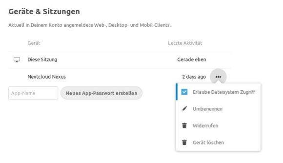 Nextcloud 17: Gerät löschen – Remote Wipe