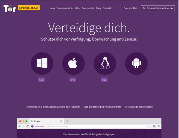 Tor Browser leitet Deinen Traffic durch das Tor-Netzwerk