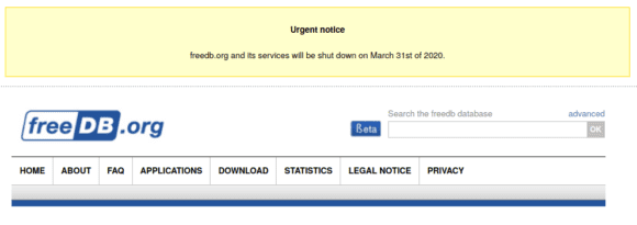 freedb.org macht Ende März dicht