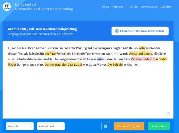LanguageTool online nutzen