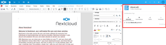 Nextcloud 18 – die Seitenleiste des Dateimanagers