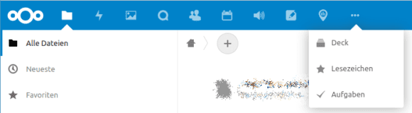 Die Apps in der Menüleiste der Nextcloud