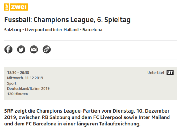 Salzburg - Liverpool und Inter - Barcelona