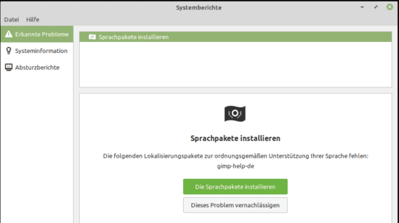 Sprachpakete für Gimp fehlen
