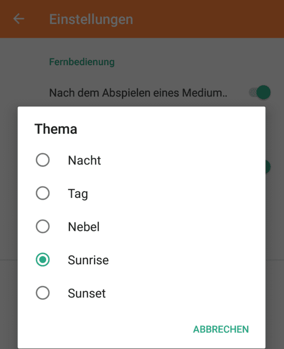 Sunrise und Sunset sind neue Themes in Kore