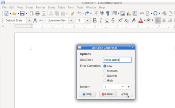 QR-Generator in LibreOffice 6.4