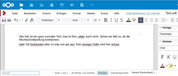 Rechtschreibprüfung in LibreOffice Online / CODE funktioniert