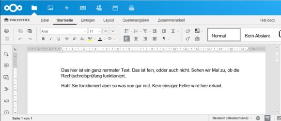 Rechtschreibprüfung in ONLYOFFICE funktioniert nicht – in Nextcloud Hub integriert