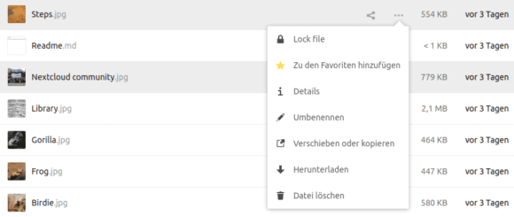 Nun ist die erste Option File Locking oder Dateisperre