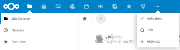Menüleiste der Nextcloud mit AppOrder angepasst