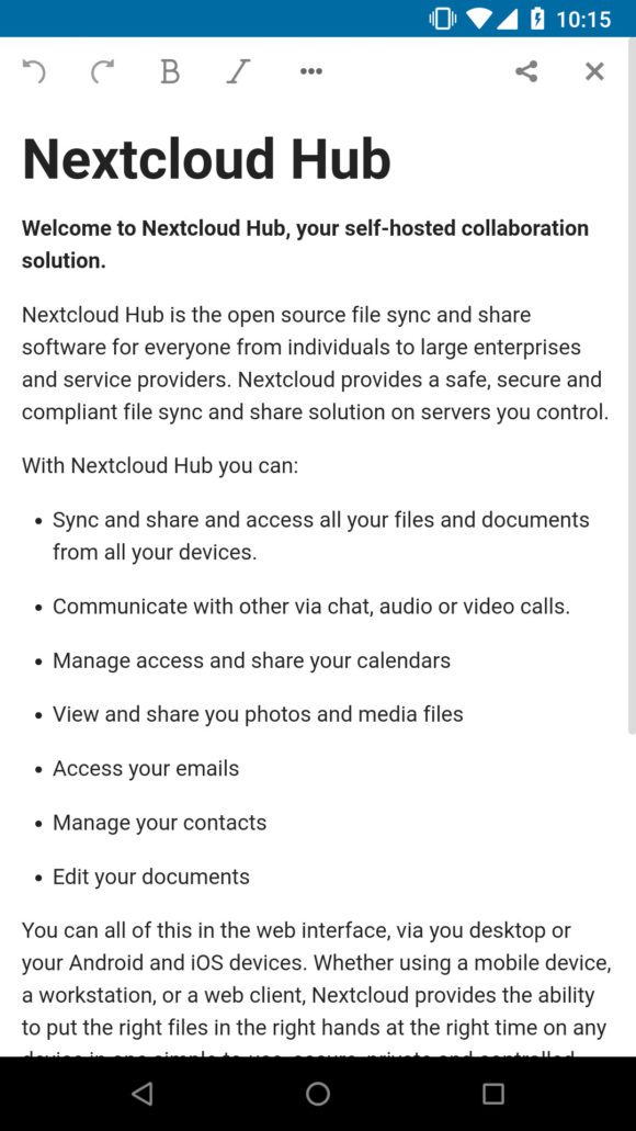 Text-Editor im Nextcloud-Client für Android