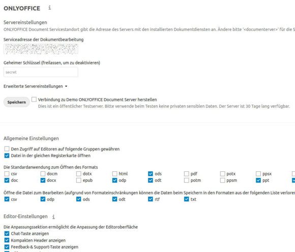 Die Standard-Einstellungen von ONLYOFFICE