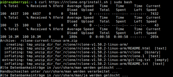 Installation von rclone auf einem Raspberry Pi