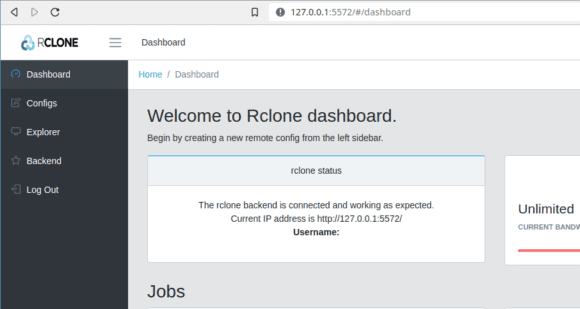 rclone als GUI im Webbrowser