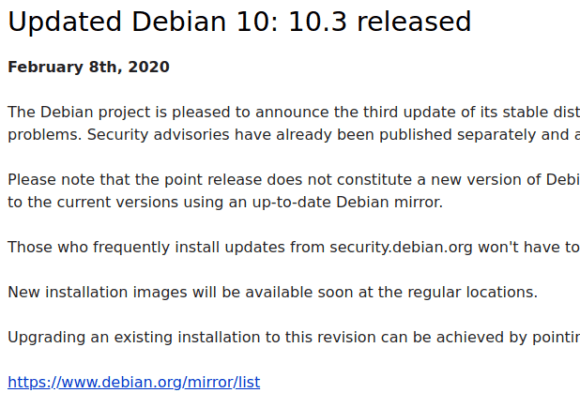 Debian 10.3 Buster wurde aktualisiert