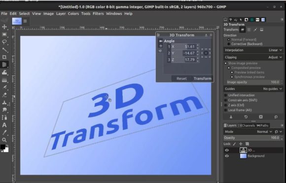 GIMP 2.10.18 – 3D-Transformationen durchführen