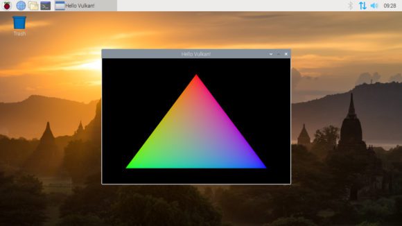 Das erste Vulkan-Dreieck auf einem VideCore VI (Quelle: raspberrypi.org)