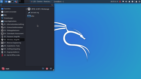 Desktop-Umgebung von Kali Linux