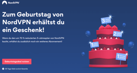 Geburtstags-Angebot: NordVPN bis zu 3 Jahre gratis*