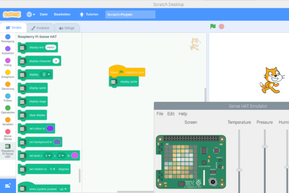 Scratch auf dem LED-Bidlschirm des Sense HAT anzeigen lassen