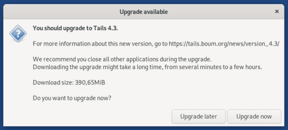 Upgrade auf Tails 4.3 – mache ich