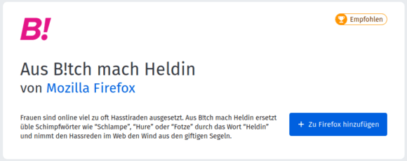 Aus B!tch mach Heldin – Firefox Add-on gegen Hasstiraden