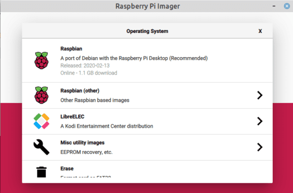 Betriebssystem auswählen