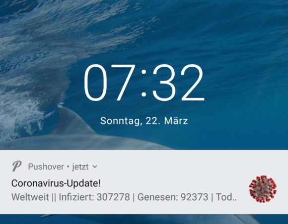 Update zu Coronavirus auf den gesperrten Bildschirm