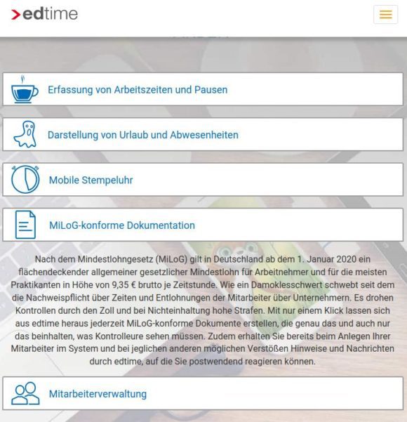 edtime ist eine günstige Arbeitszeiterfassung