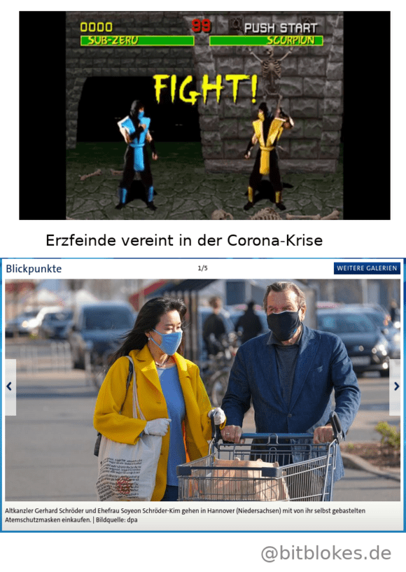 Sub-Zero und Scorpion: Normalerweise erbitterte Feinde – während der Corona-Krise gemeinsam beim Einkaufen