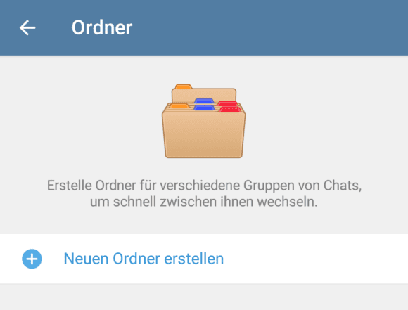 Telegram: Neuen Ordner erstellen