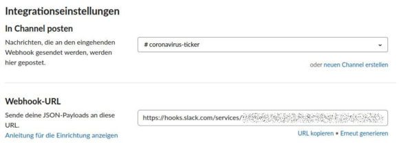 Webhook-URL für Slack